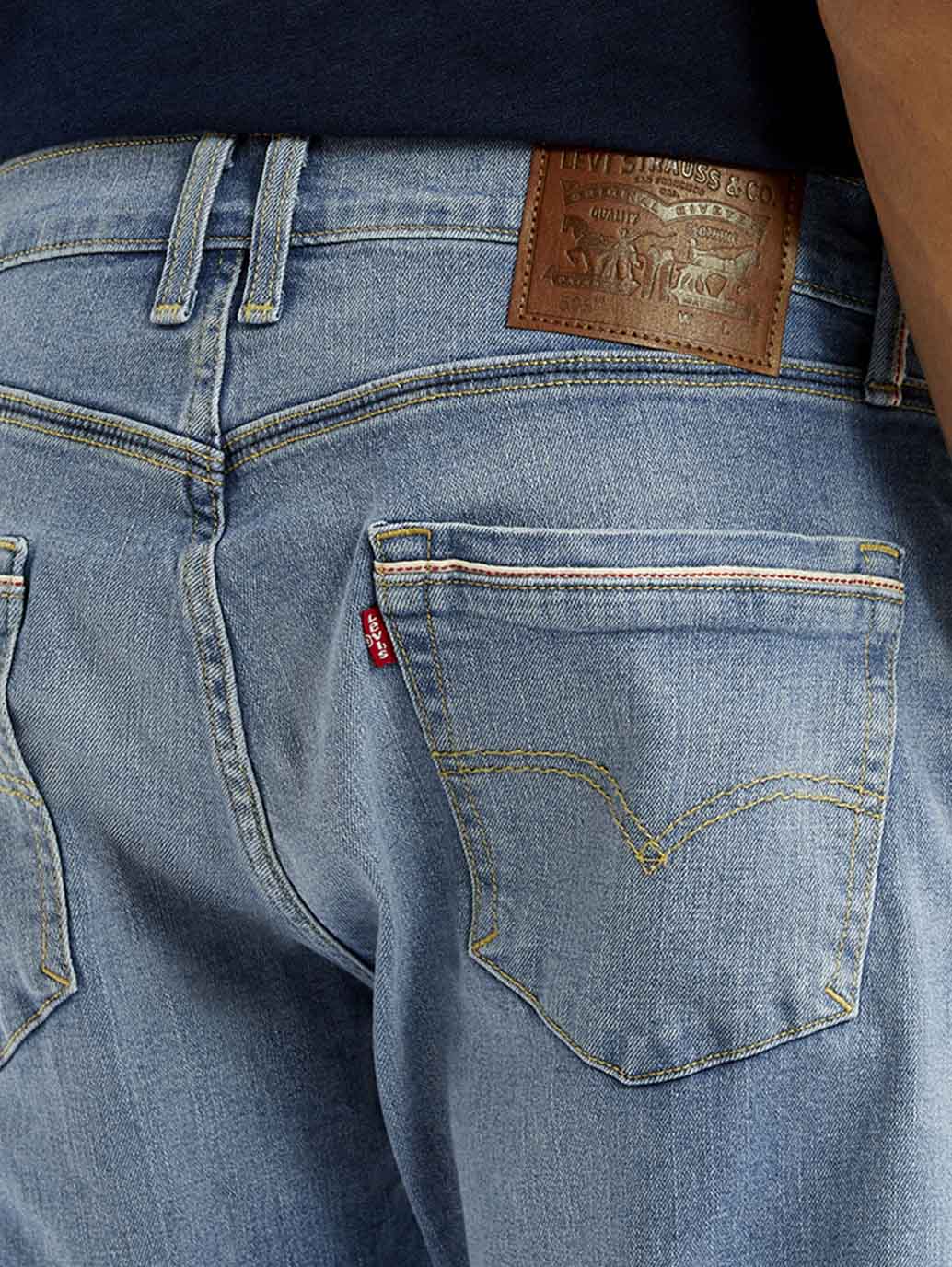 Men's 505 Light Blue Straight Fit Mid Rise Jeans - Image 6