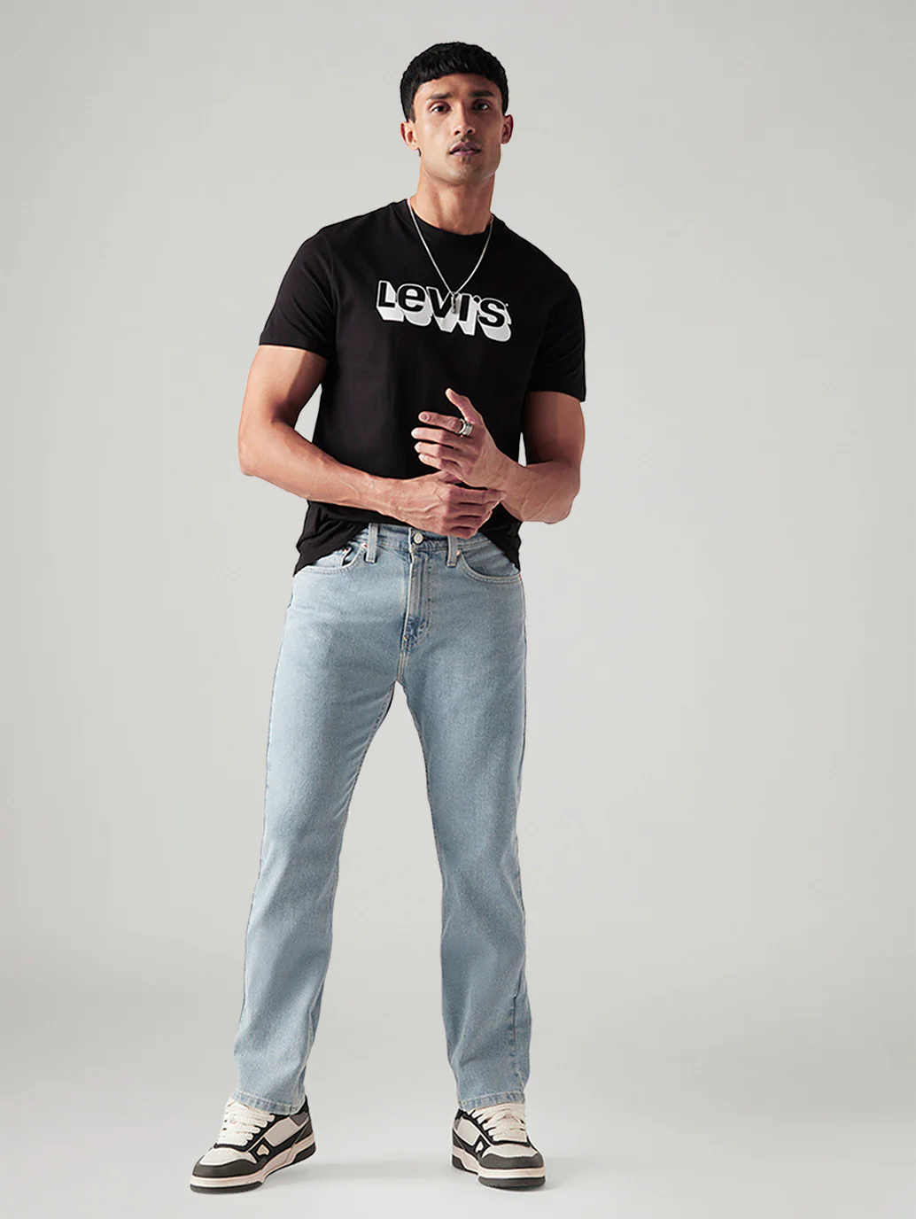 Men's 505 Light Blue Straight Fit Mid Rise Jeans
