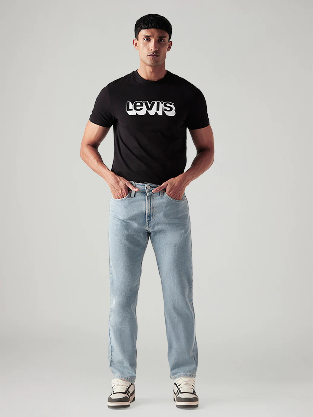 Men's 505 Light Blue Straight Fit Mid Rise Jeans - Image 2