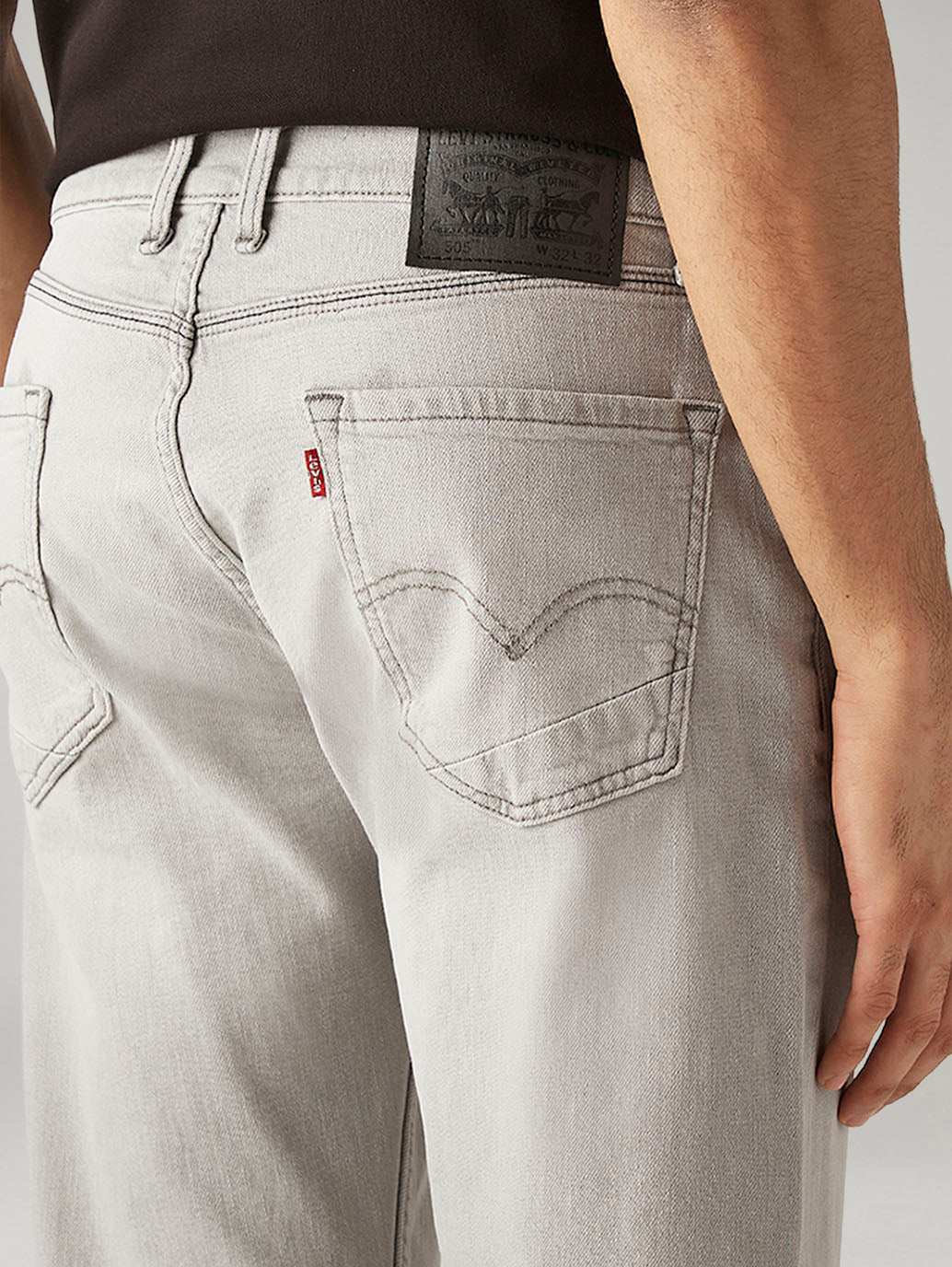 Men's 505 Light Grey Straight Fit Mid Rise Jeans - Image 4