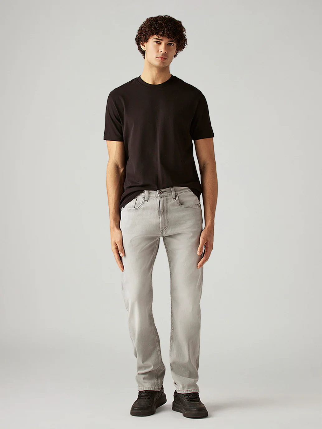 Men's 505 Light Grey Straight Fit Mid Rise Jeans - Image 6
