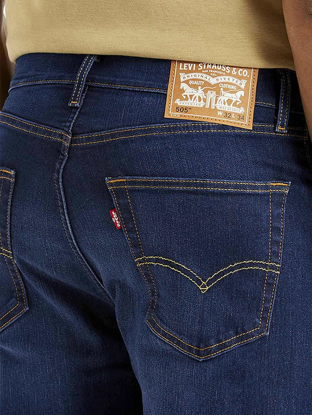Men's 505 Navy Straight Fit Mid Rise Jeans - Image 6