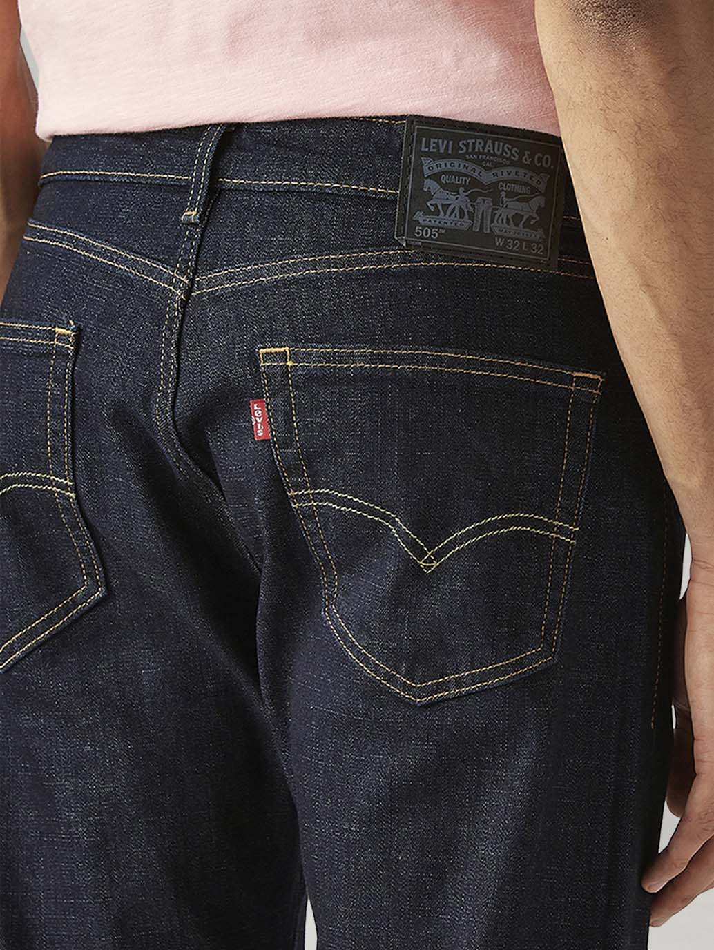 Men's 505 Navy Straight Fit Mid Rise Jeans - Image 5