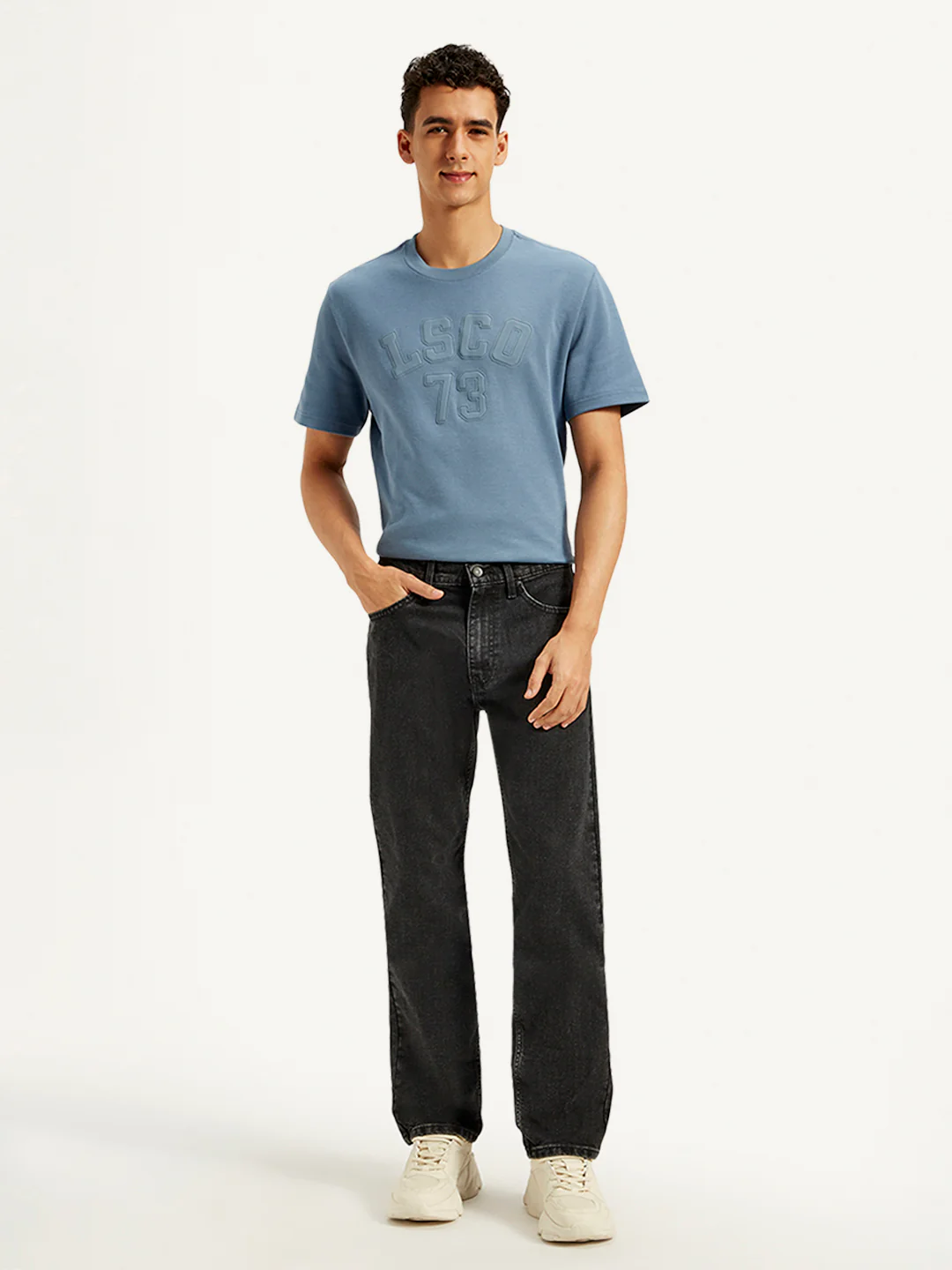 Men's 505 Black Straight Fit Mid Rise Jeans - Image 3