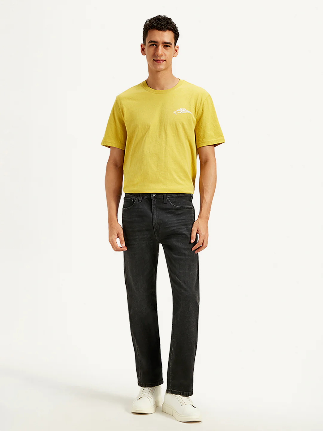 Men's 505 Black Straight Fit Mid Rise Jeans - Image 3