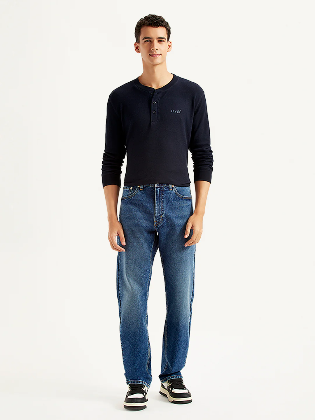 Men's 505 Blue Straight Fit Mid Rise Jeans - Image 3