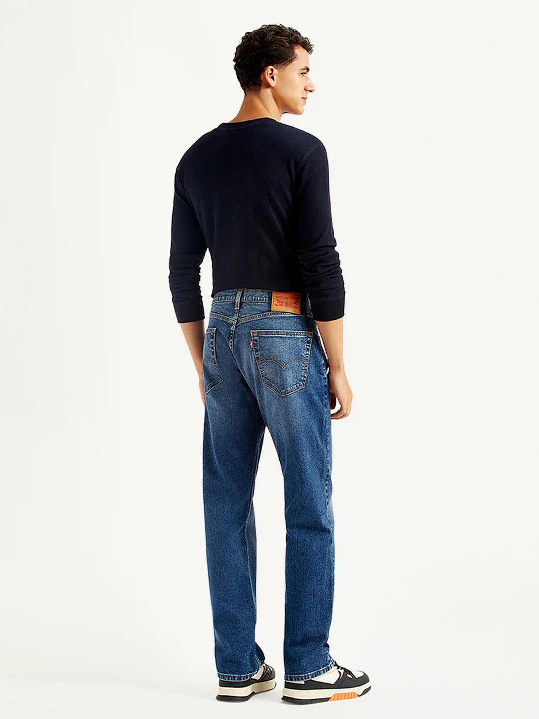 Men's 505 Blue Straight Fit Mid Rise Jeans - Image 5