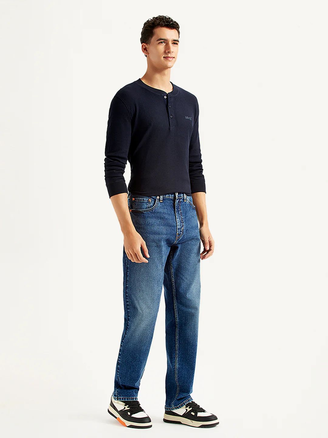 Men's 505 Blue Straight Fit Mid Rise Jeans - Image 6