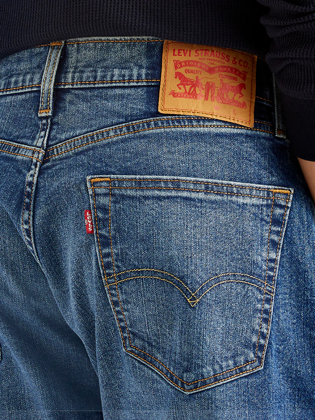 Men's 505 Blue Straight Fit Mid Rise Jeans - Image 7