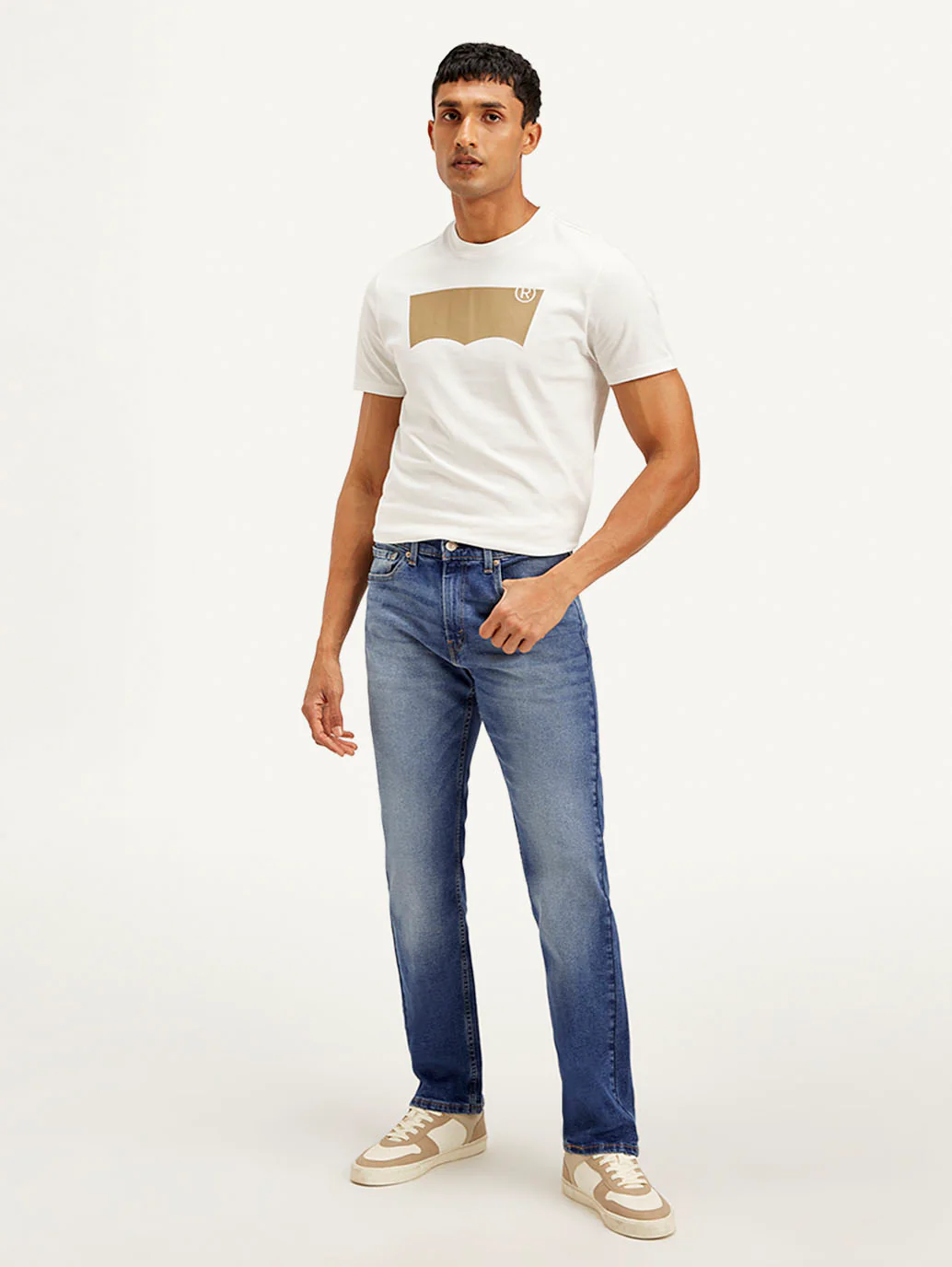 Men's 505 Blue Straight Fit Mid Rise Jeans - Image 3