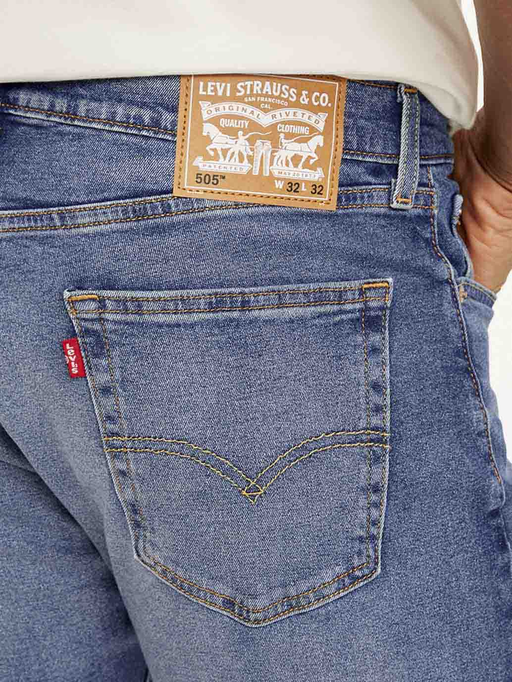 Men's 505 Blue Straight Fit Mid Rise Jeans - Image 6