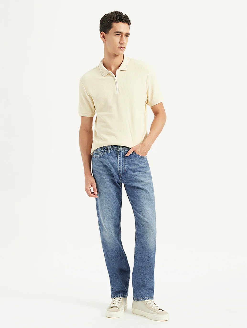 Men's 505 Blue Straight Fit Mid Rise Jeans - Image 2