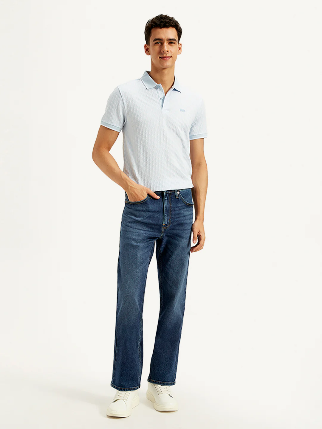 Men's 505 Blue Straight Fit Mid Rise Jeans - Image 3
