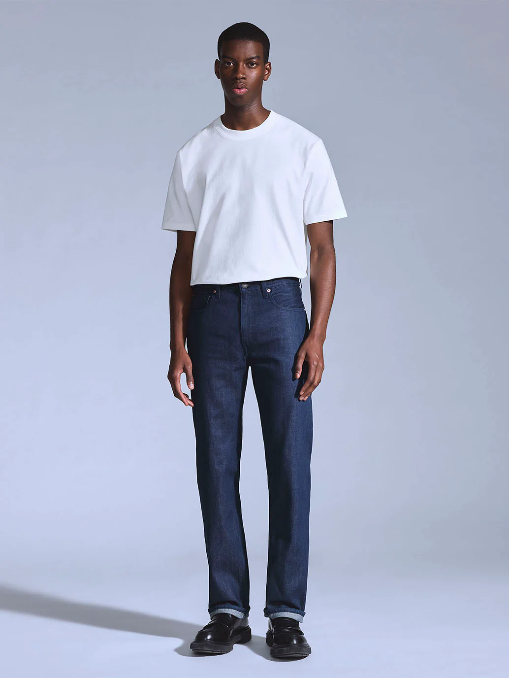 Men's 505 Dark Blue Straight Fit Mid Rise Jeans - Image 3