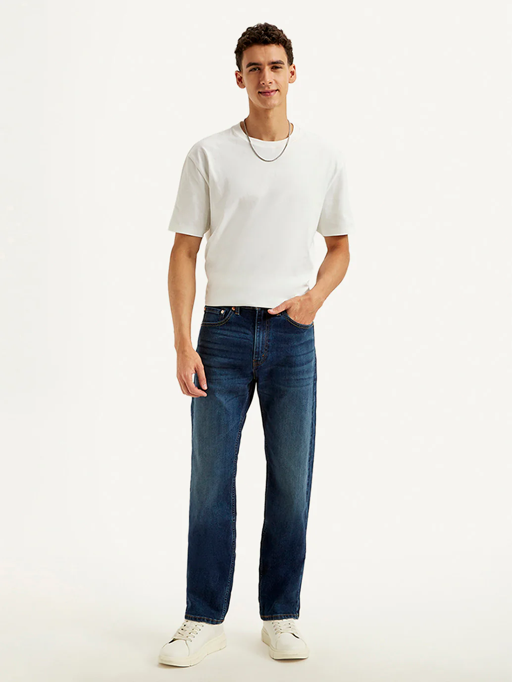 Men's 505 Navy Blue Straight Fit Mid Rise Jeans - Image 3