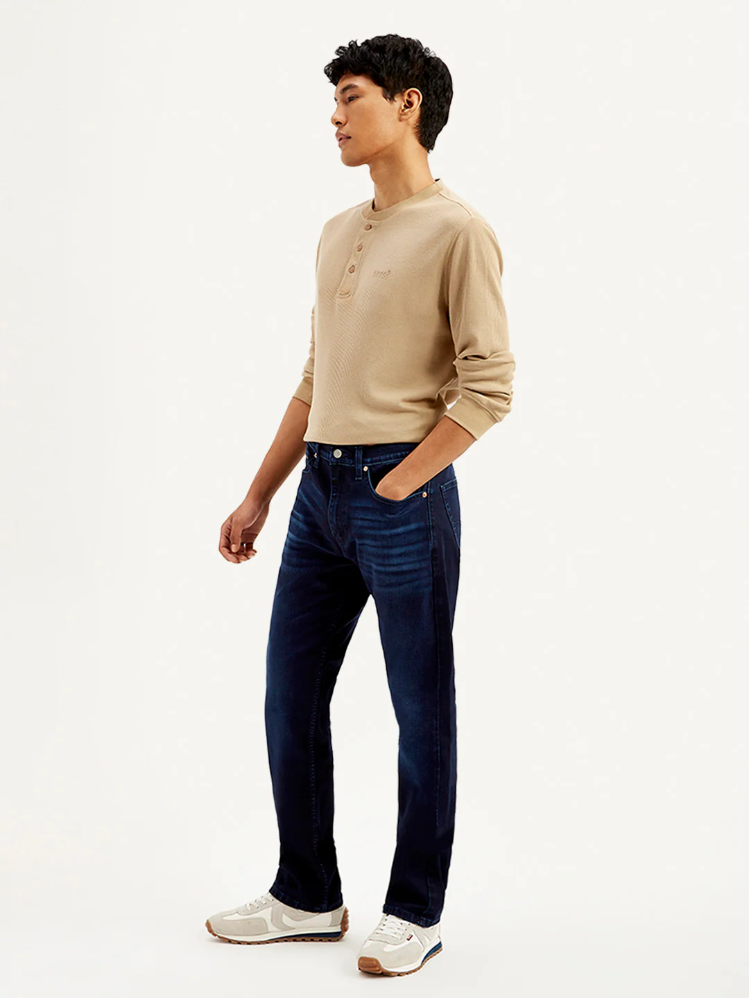 Men's 505 Navy Blue Straight Fit Mid Rise Jeans - Image 6