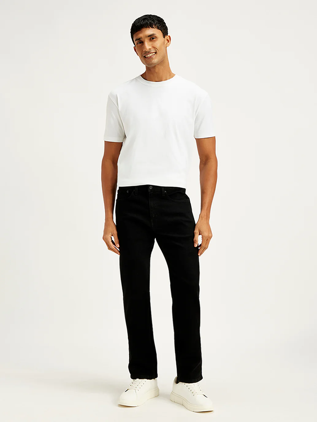 Men's 505 Black Straight Fit Mid Rise Jeans - Image 3