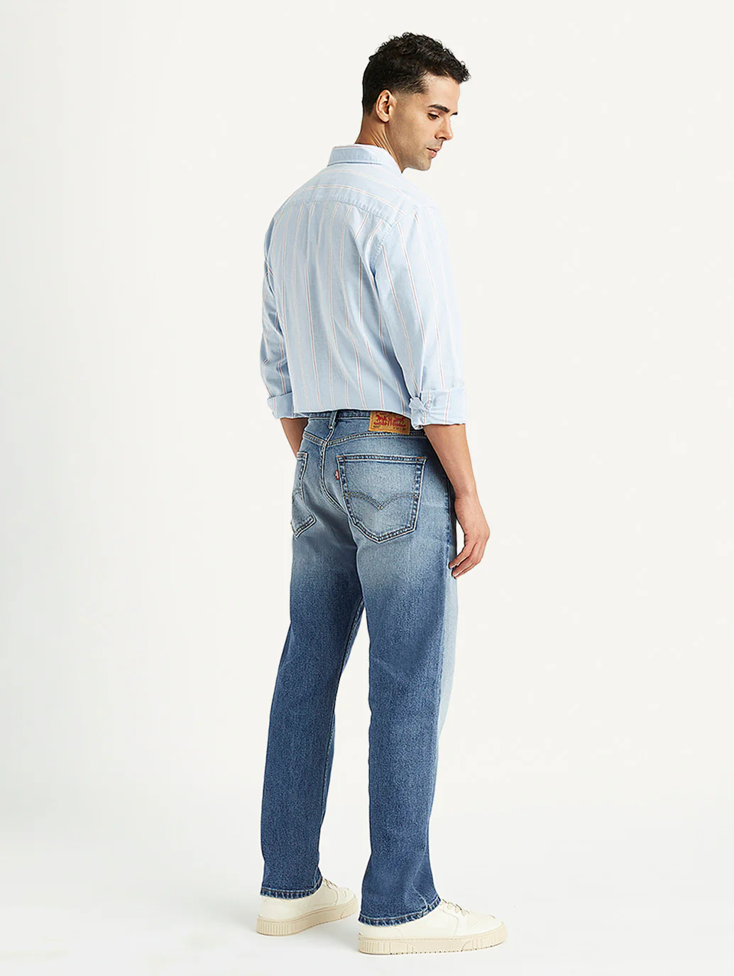 Men's 505 Blue Straight Fit Mid Rise Jeans - Image 7