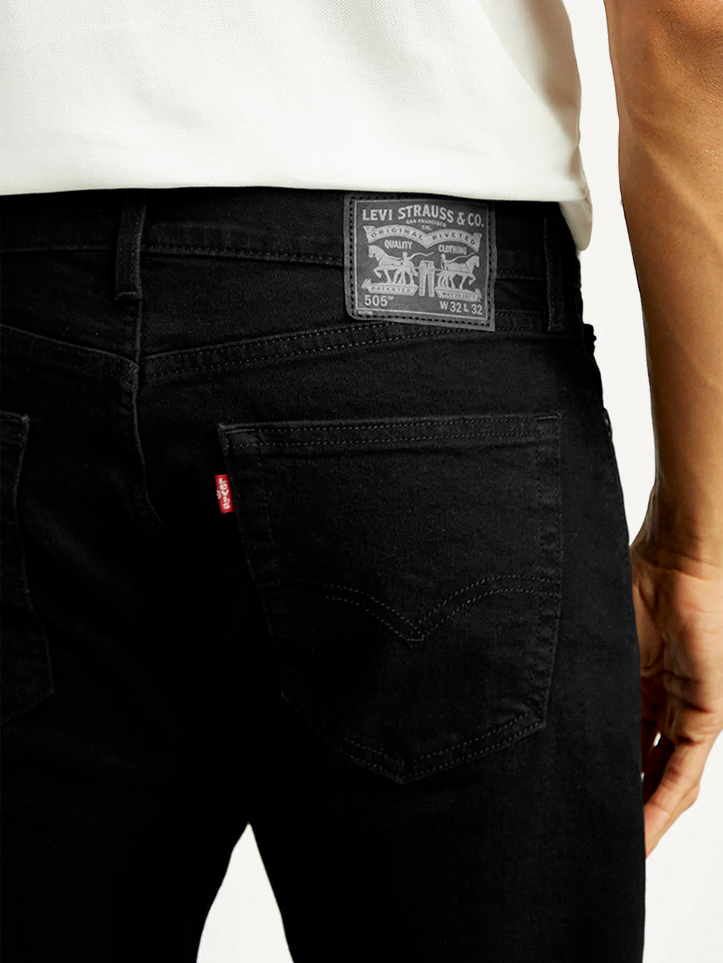 Men's 505 Black Straight Fit Mid Rise Jeans - Image 6