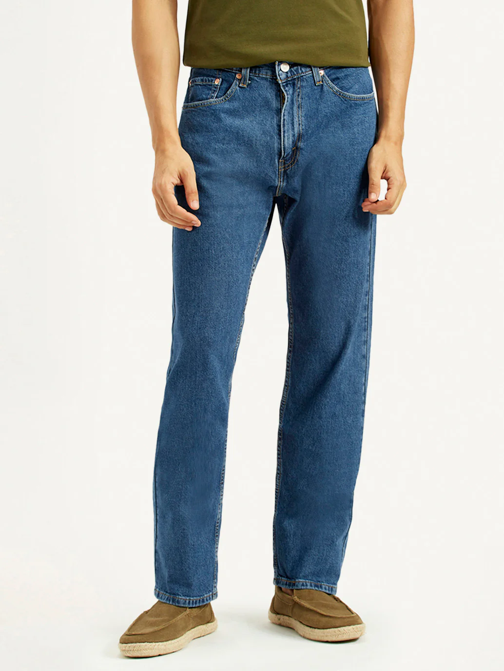 Men's 505 Blue Straight Fit Mid Rise Jeans - Image 2