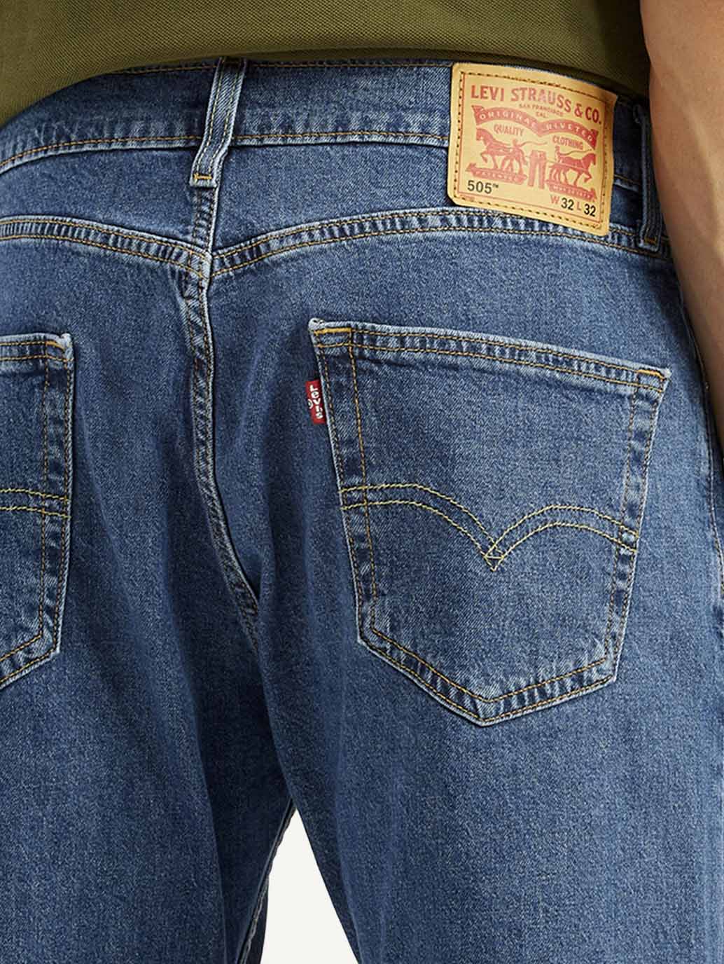 Men's 505 Blue Straight Fit Mid Rise Jeans - Image 5