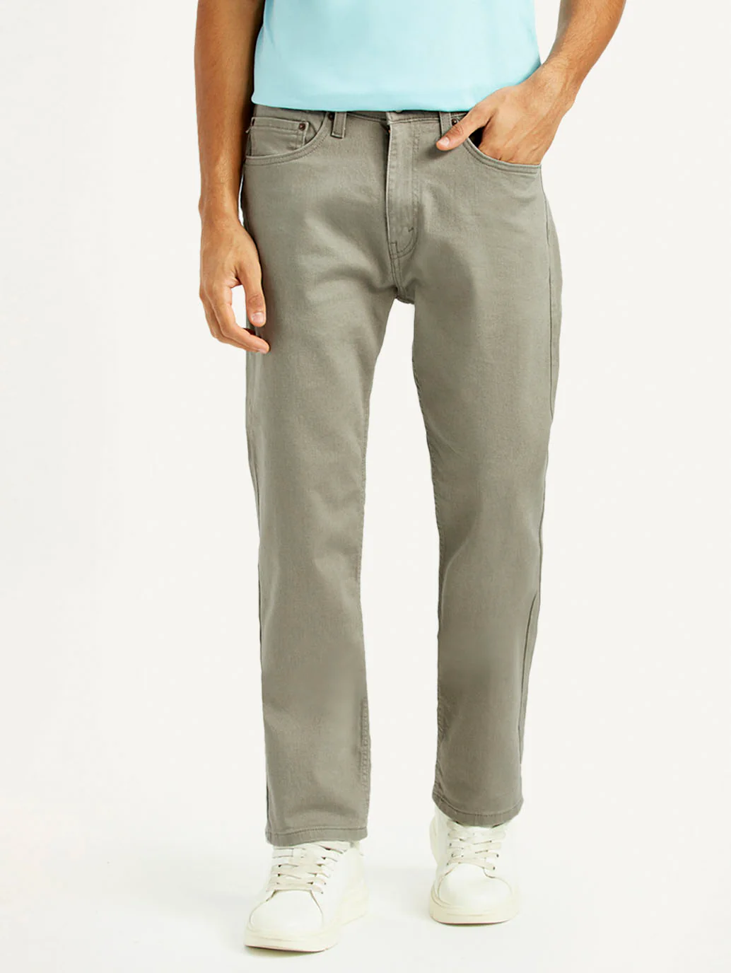 Men's 505 Grey Overdyed Straight Fit Mid Rise Jeans - Image 3