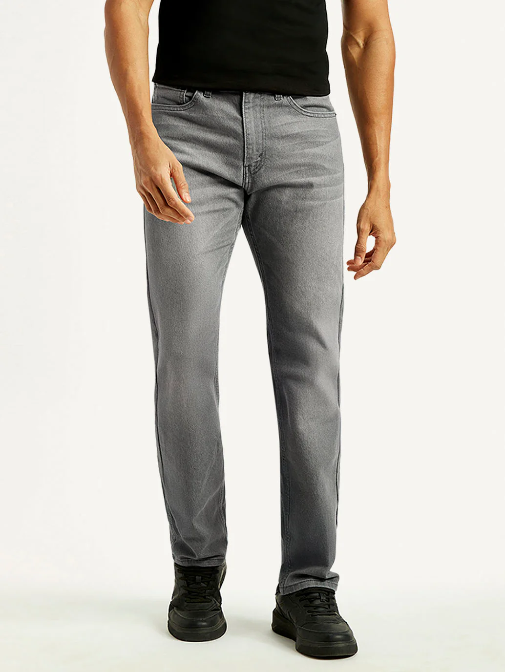 Men's 505 Light Grey Straight Fit Mid Rise Jeans - Image 2