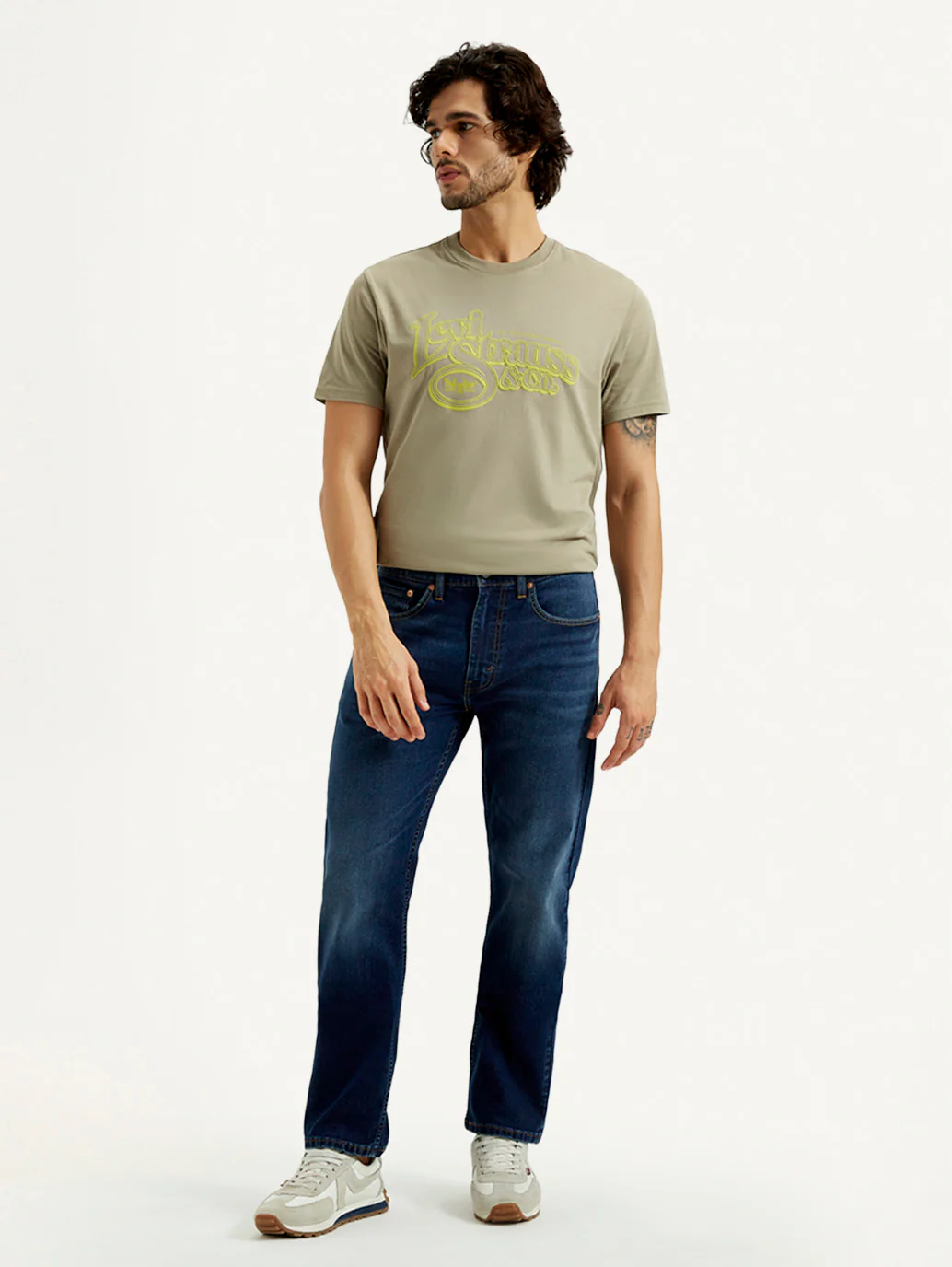 Men's 505 Dark Indigo Straight Fit Mid Rise Jeans - Image 2