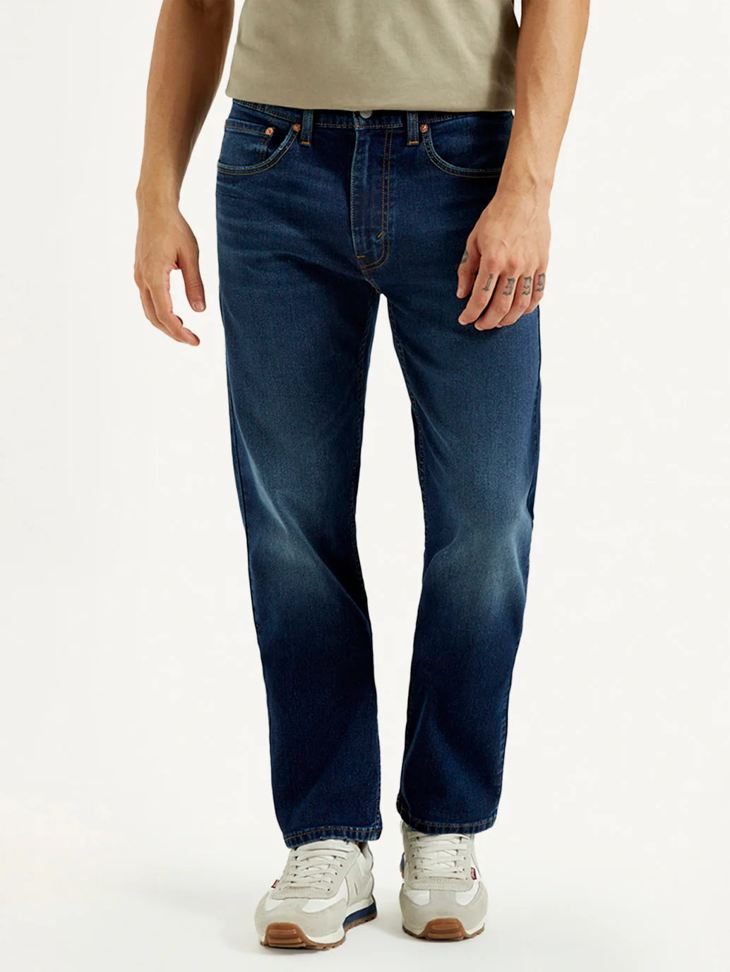 Men's 505 Dark Indigo Straight Fit Mid Rise Jeans - Image 3