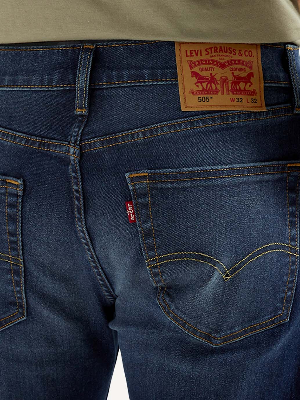 Men's 505 Dark Indigo Straight Fit Mid Rise Jeans - Image 6
