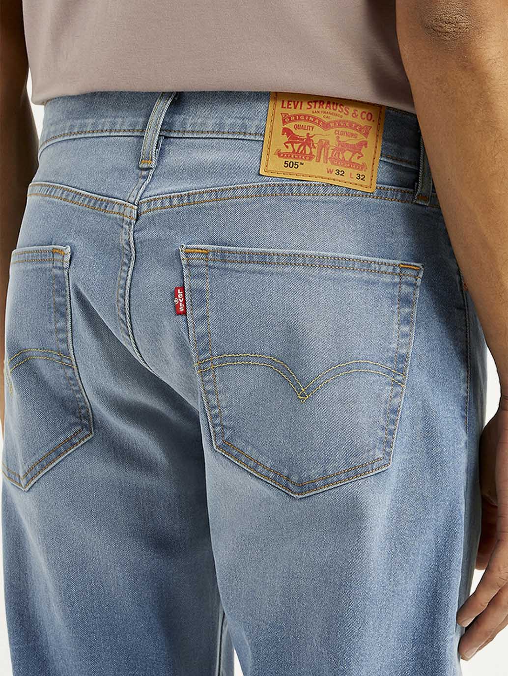 Men's 505 Med Indigo Straight Fit Mid Rise Jeans - Image 6