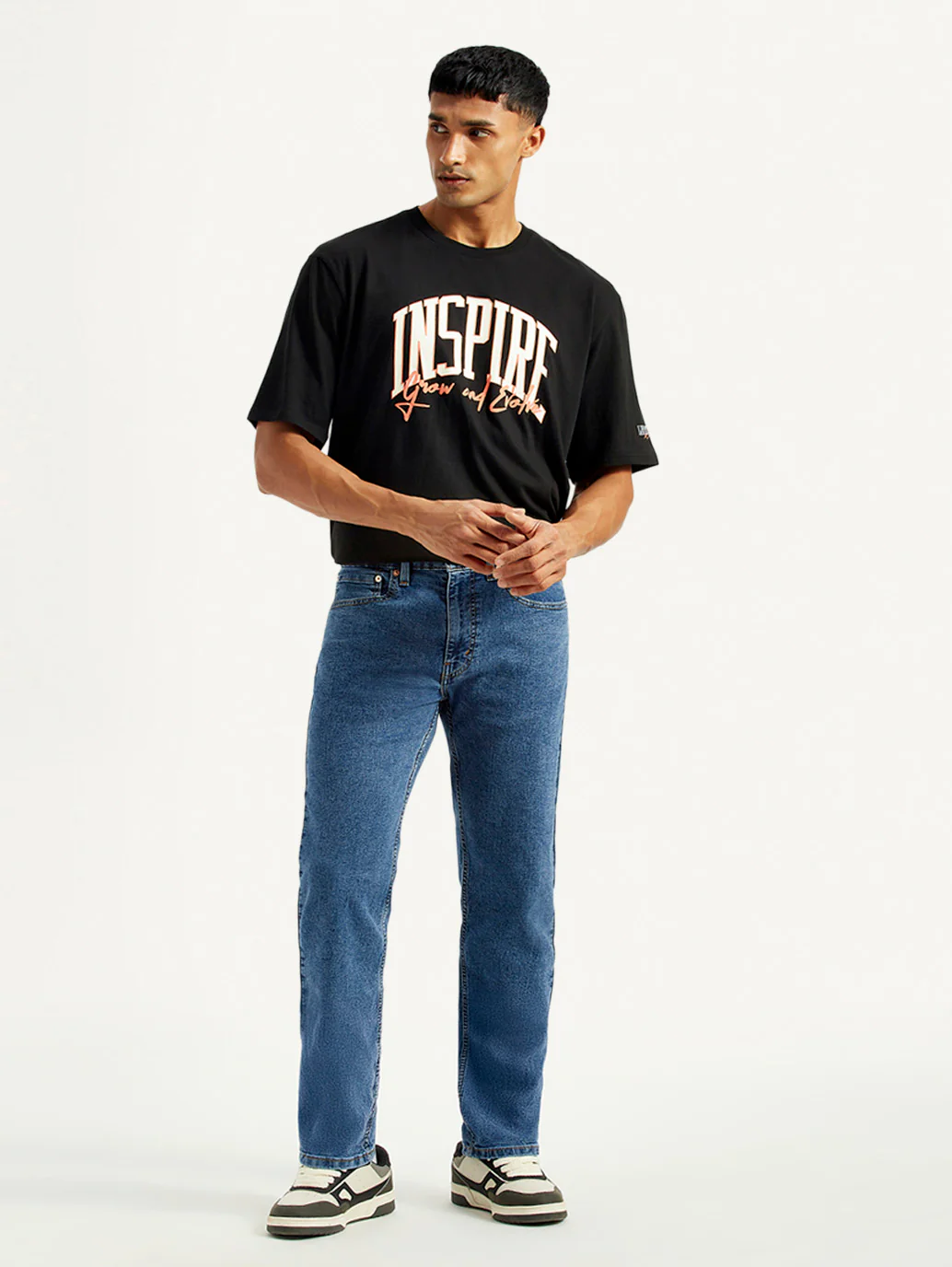 Men's 505 Med Indigo Straight Fit Mid Rise Jeans - Image 2