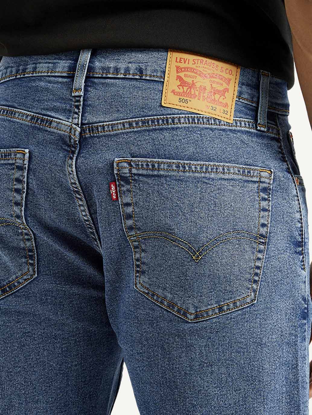 Men's 505 Med Indigo Straight Fit Mid Rise Jeans - Image 6