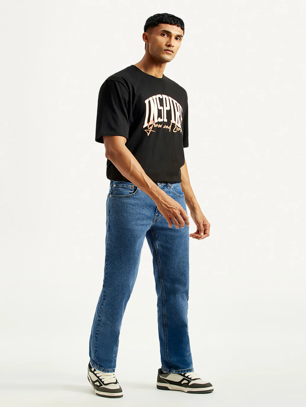 Men's 505 Med Indigo Straight Fit Mid Rise Jeans - Image 7