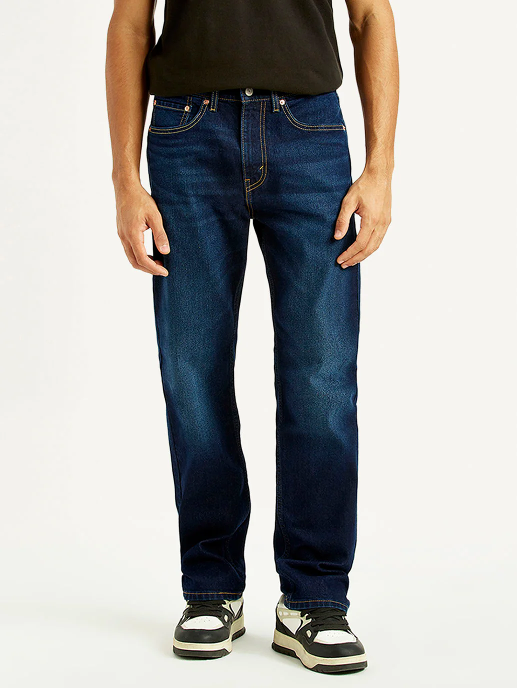 Men's 505 Dark Indigo Straight Fit Mid Rise Jeans - Image 3
