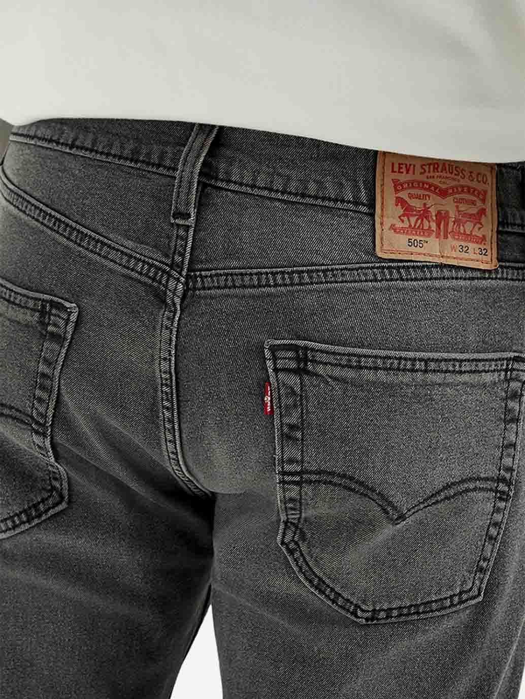 Men's 505 Grey Straight Fit Mid Rise Jeans - Image 5