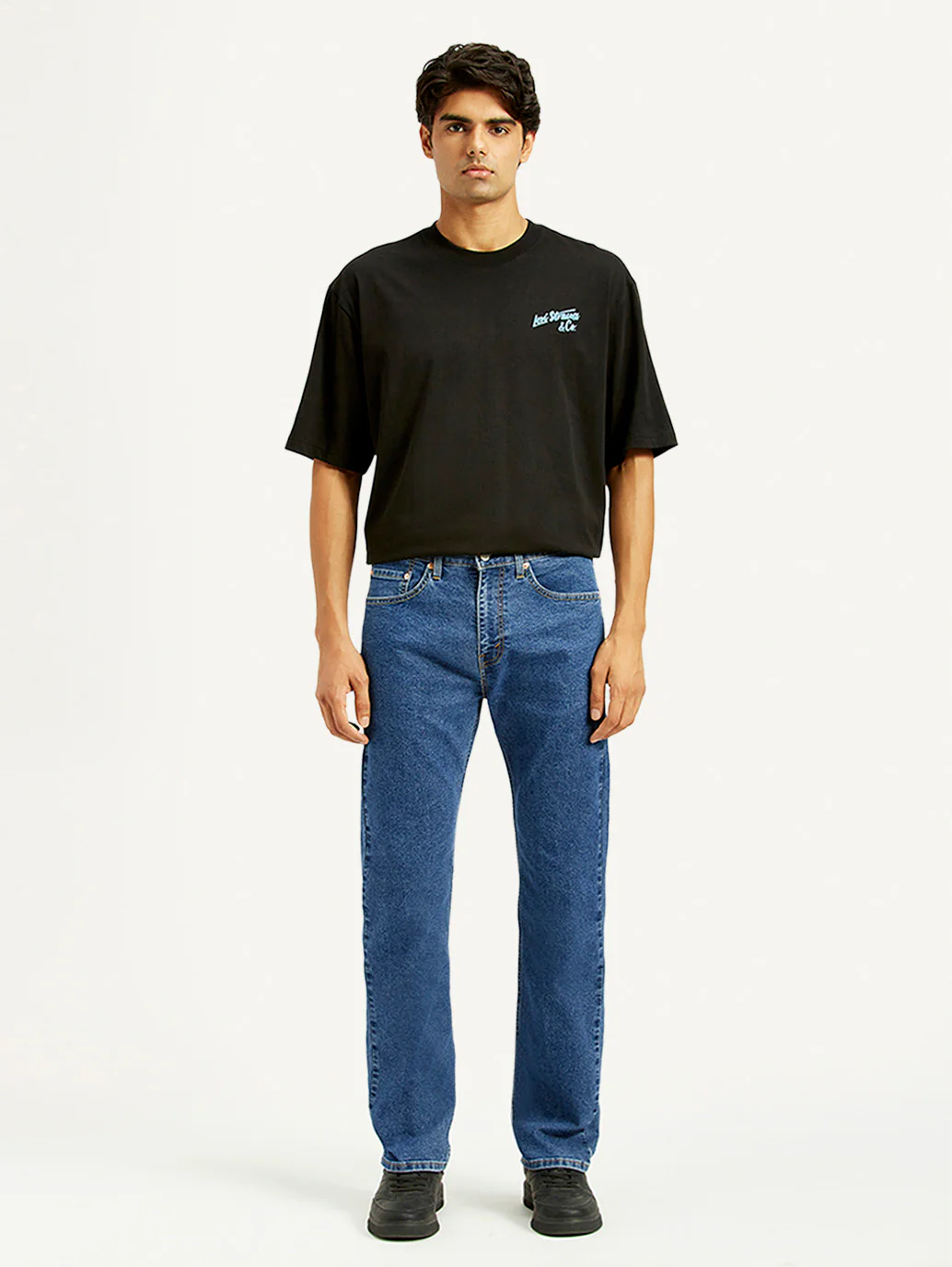 Men's 505 Med Indigo Straight Fit Mid Rise Jeans - Image 2