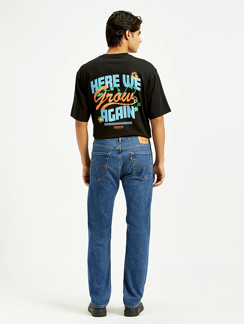 Men's 505 Med Indigo Straight Fit Mid Rise Jeans - Image 5