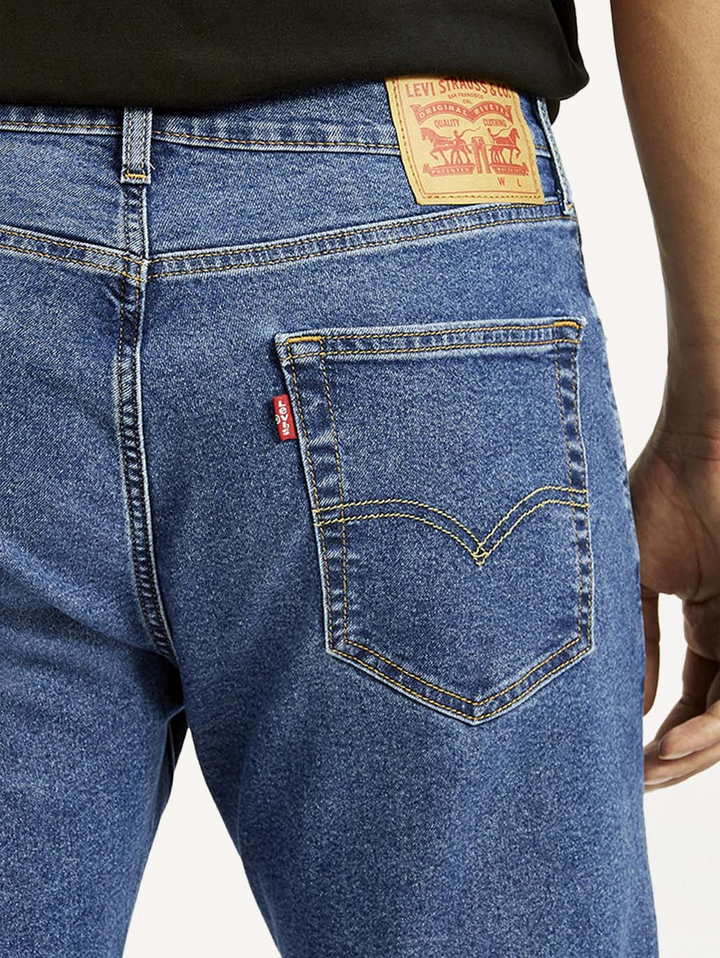 Men's 505 Med Indigo Straight Fit Mid Rise Jeans - Image 6