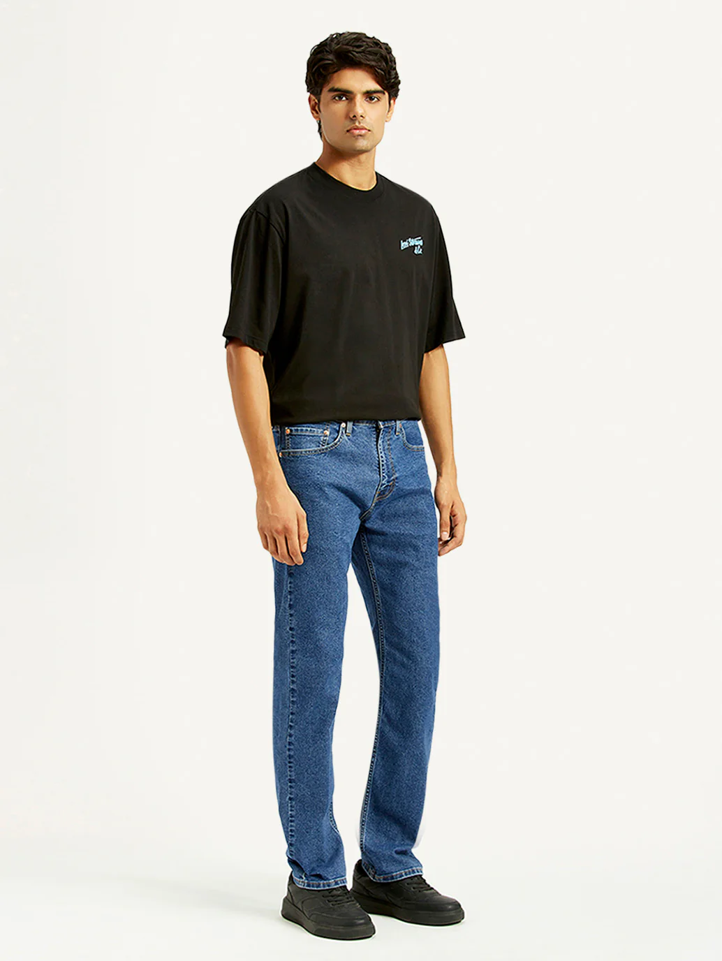 Men's 505 Med Indigo Straight Fit Mid Rise Jeans - Image 7