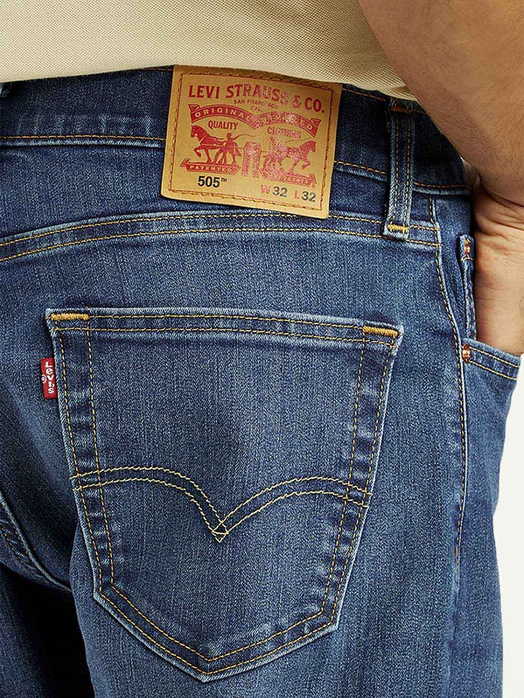Men's 505 Med Indigo Straight Fit Mid Rise Jeans - Image 6