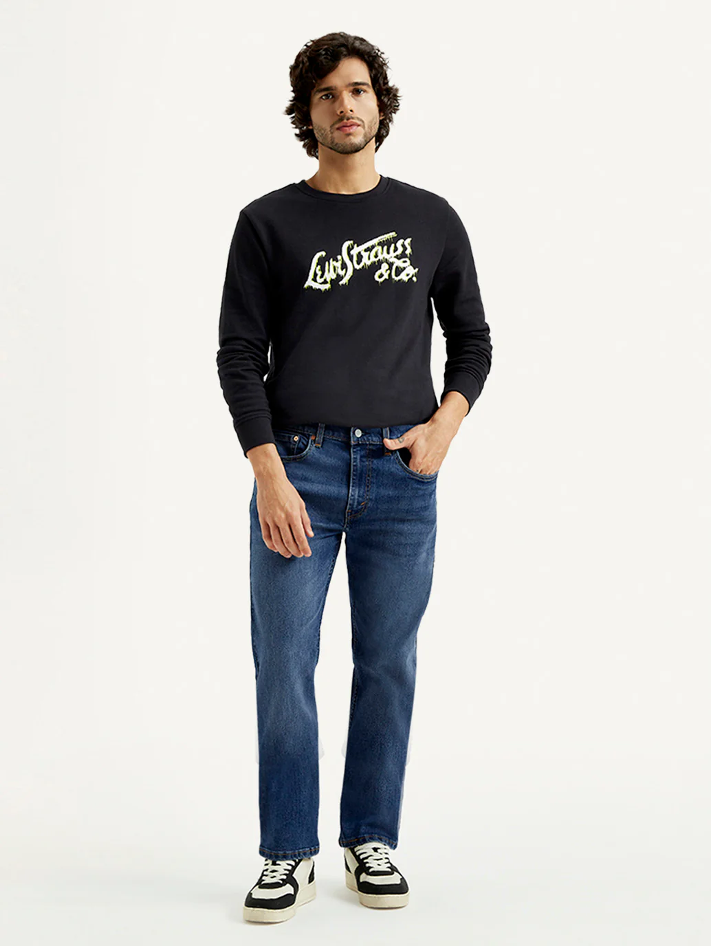 Men's 505 Med Indigo Straight Fit Mid Rise Jeans