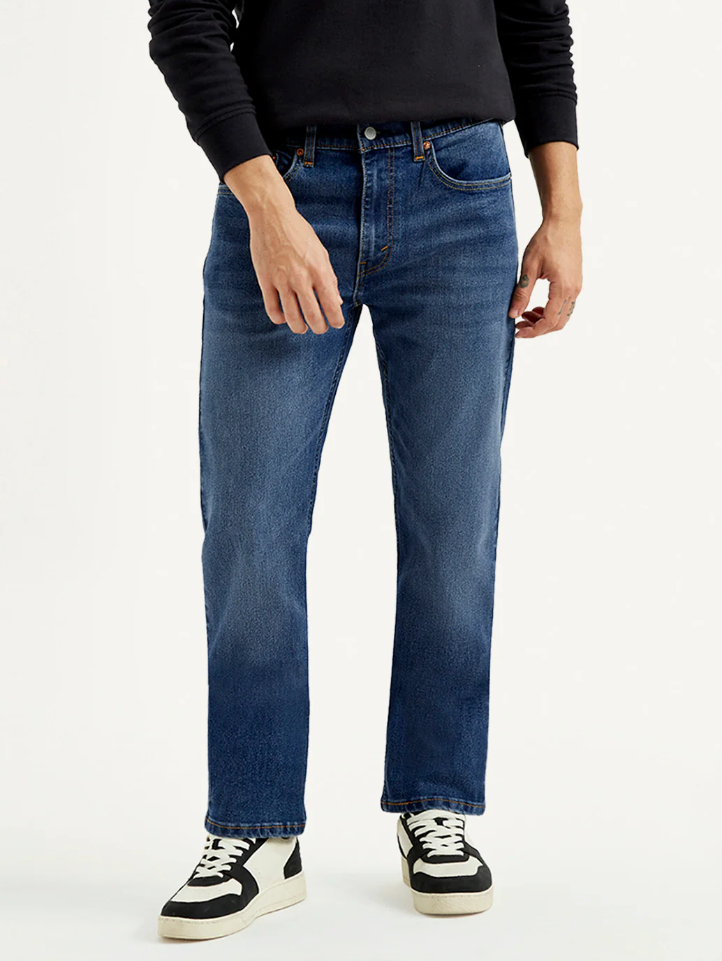 Men's 505 Med Indigo Straight Fit Mid Rise Jeans - Image 2