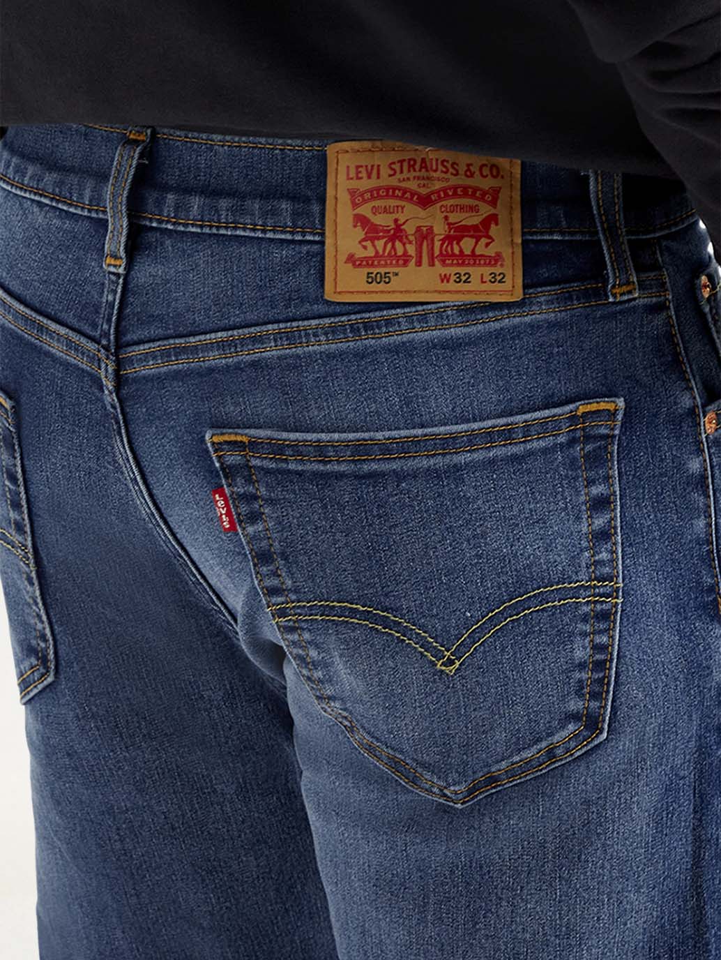 Men's 505 Med Indigo Straight Fit Mid Rise Jeans - Image 5