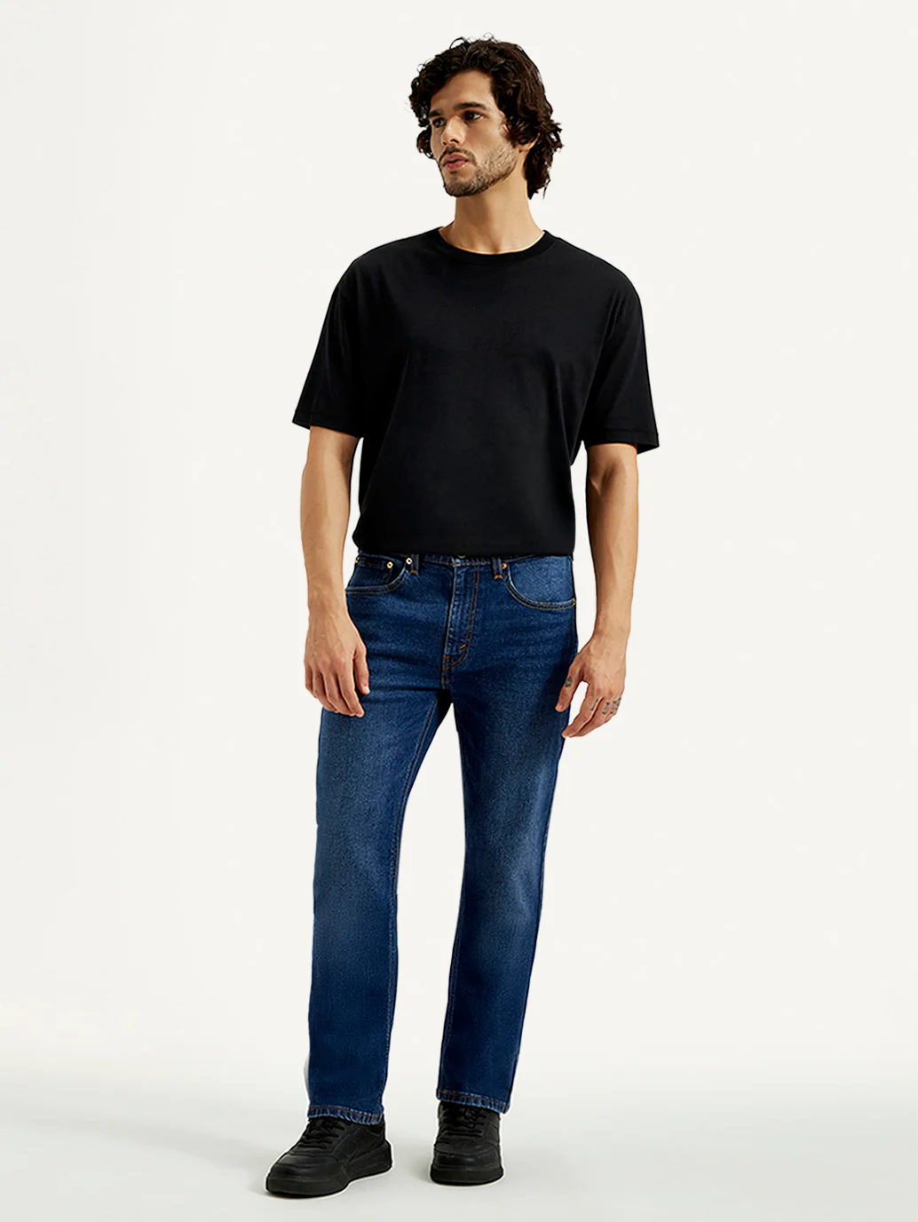 Men's 505 Dark Indigo Straight Fit Mid Rise Jeans - Image 7