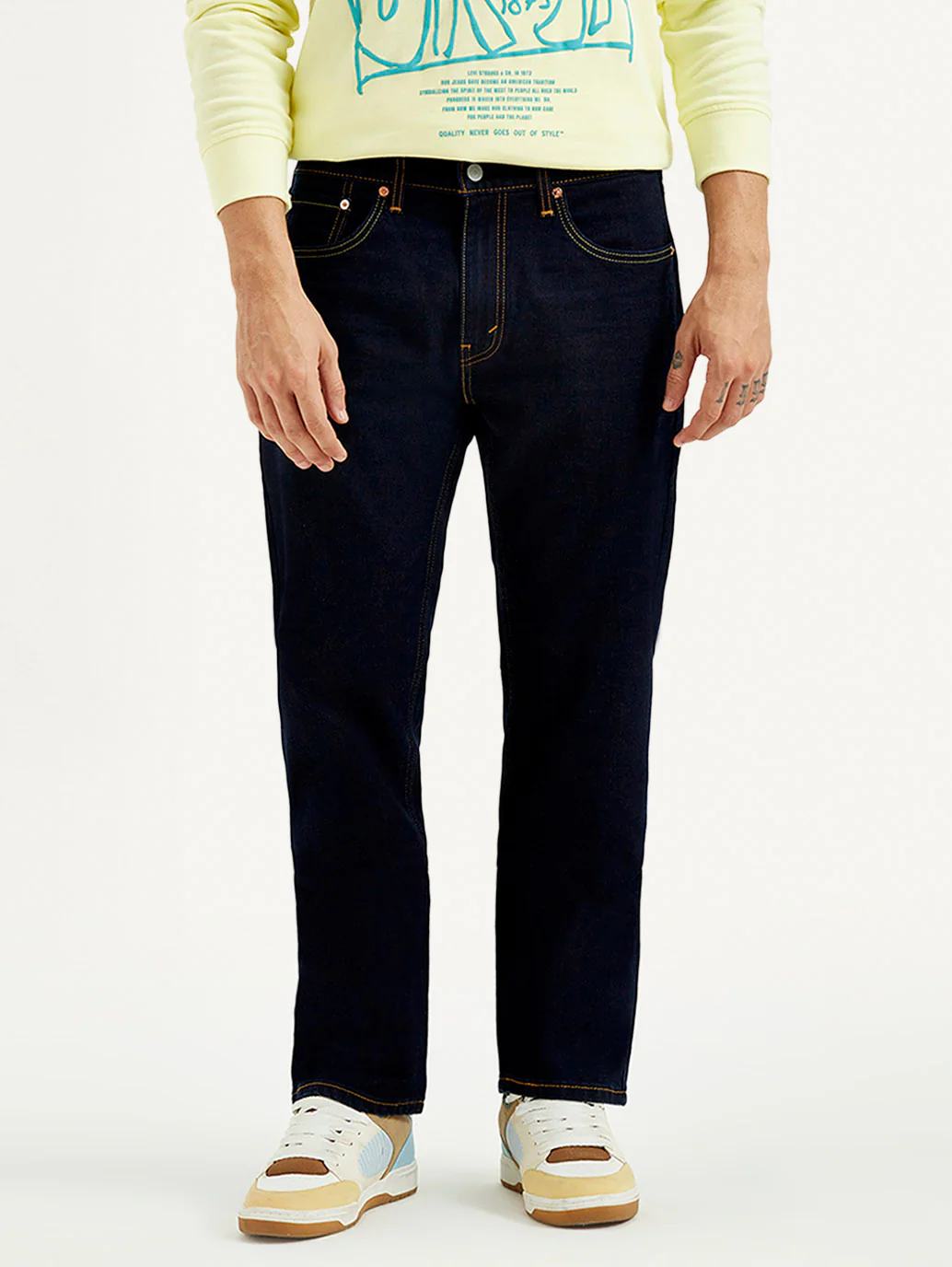 Men's 505 Dark Indigo Straight Fit Mid Rise Jeans - Image 5