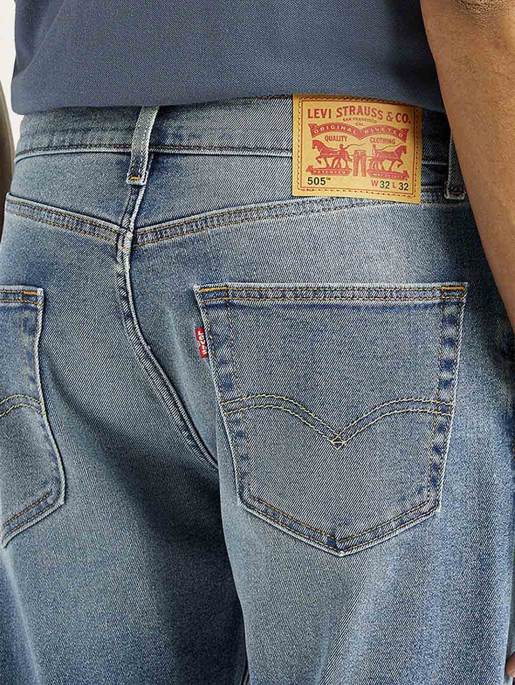 Men's 505 Med Indigo Straight Fit Mid Rise Jeans - Image 5