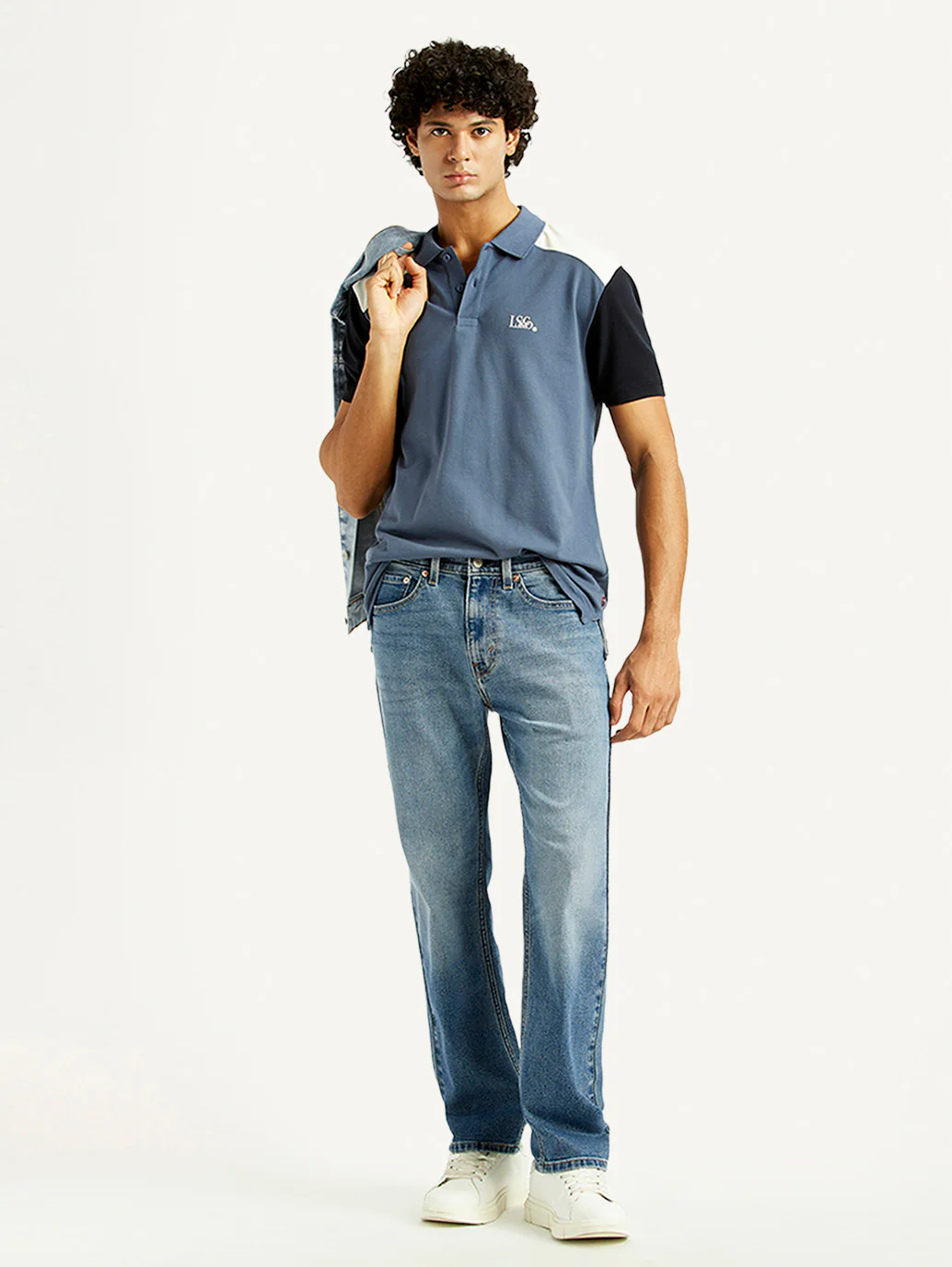 Men's 505 Med Indigo Straight Fit Mid Rise Jeans - Image 7