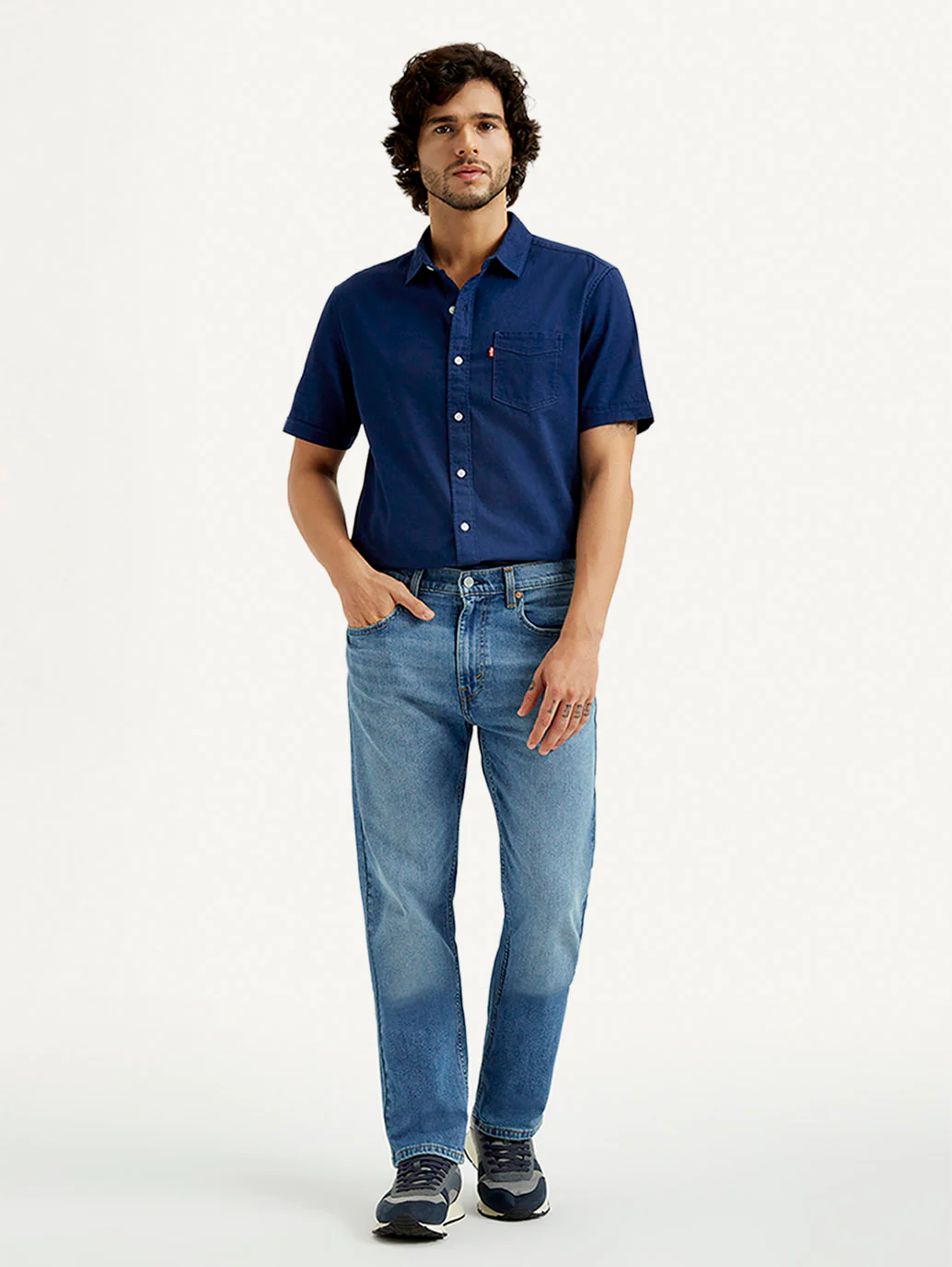 Men's 505 Med Indigo Straight Fit Mid Rise Jeans