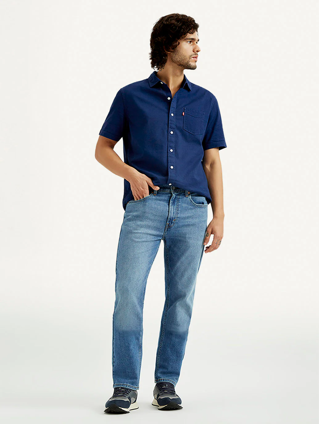 Men's 505 Med Indigo Straight Fit Mid Rise Jeans - Image 5